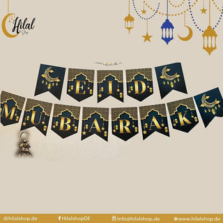 Eid Mubarak Banner in schwarz/gold - Hilalshop.de
