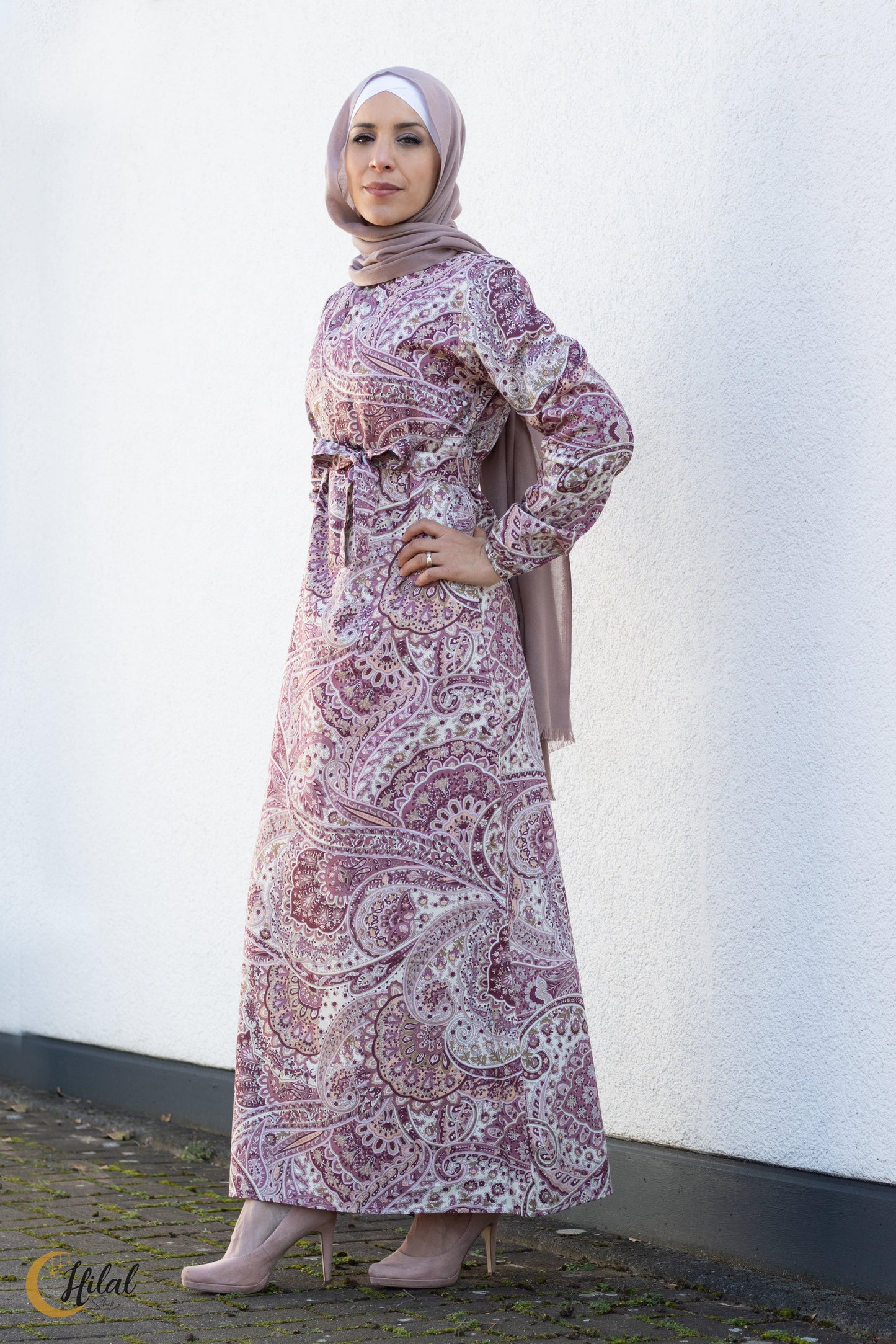 Maxi Sommer Baumwollkleid rosa/lila - Hilalshop.de