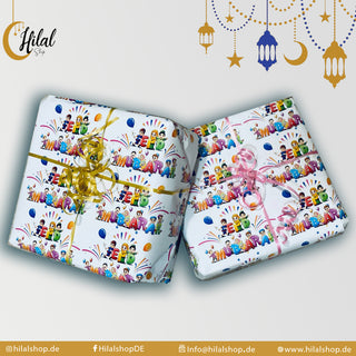 5 x feuilles de papier d'emballage Eid Mubarak