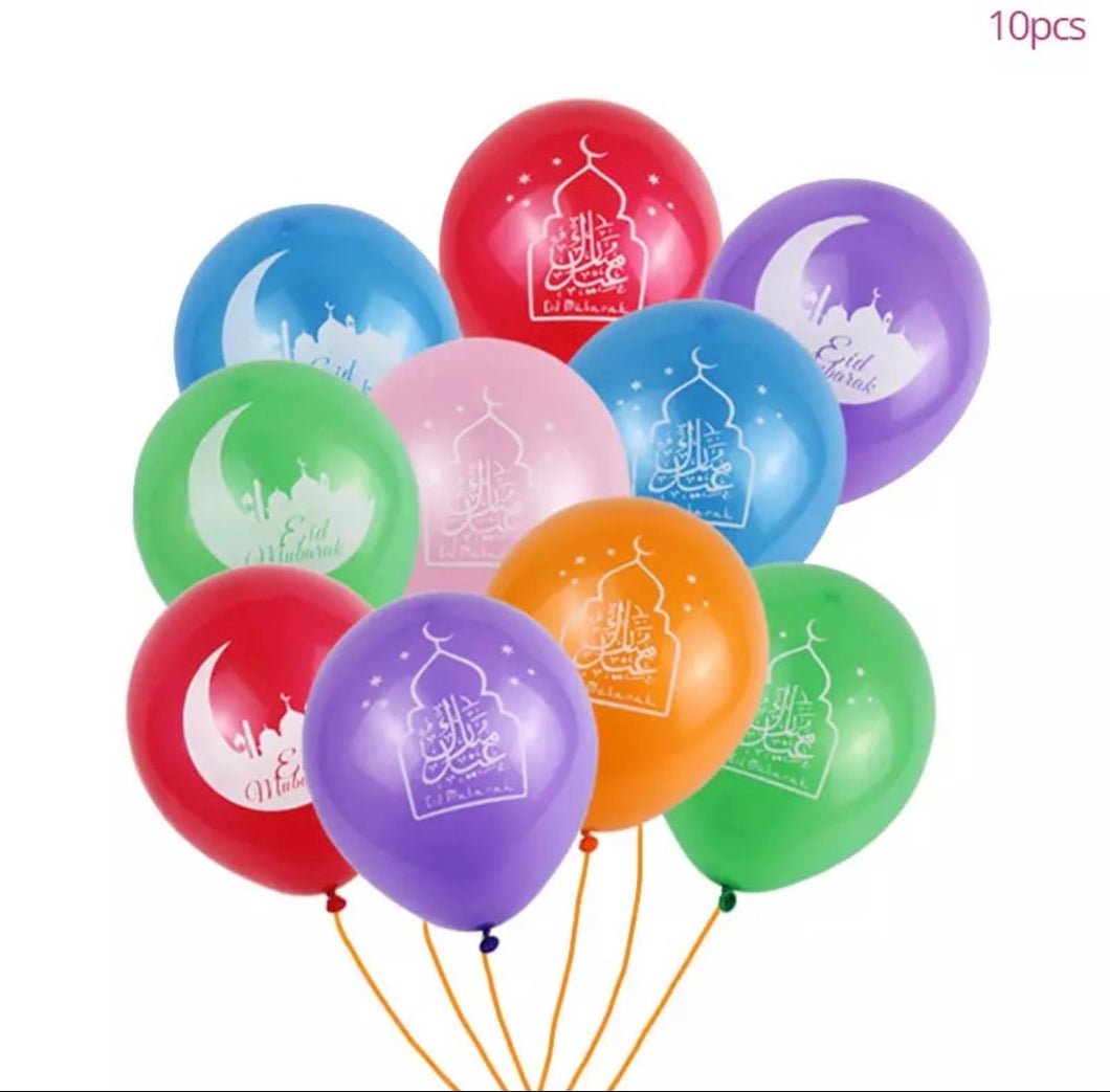 10er Pack Eid Mubarak Ballons