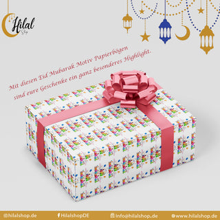 5 x Geschenkpapierbögen Eid Mubarak