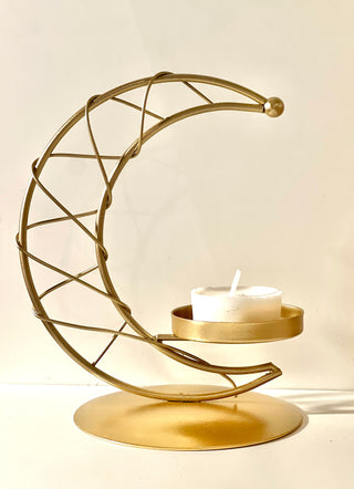 Crescent moon candle holder