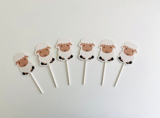 6 cupcake toppers sheep 