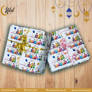 5 x Eid Mubarak Wrapping Paper Sheets