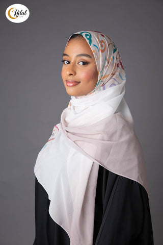Calligraphie de foulard hijab en mousseline de soie